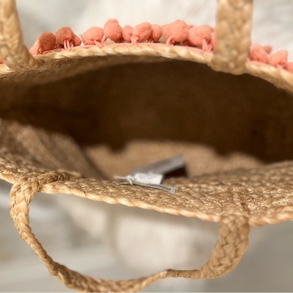 ⚜️💛⚜️Shiraleah Aubrey small pompom Jute Bag Bohemian - Picture 7 of 17